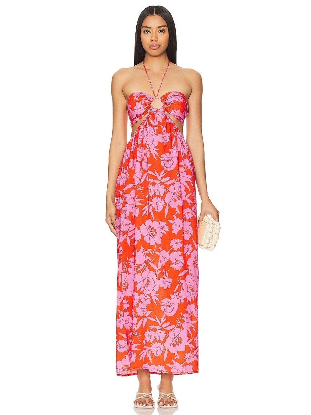 Line & Dot x Revolve Jennie Midi Dress in Pink & Red